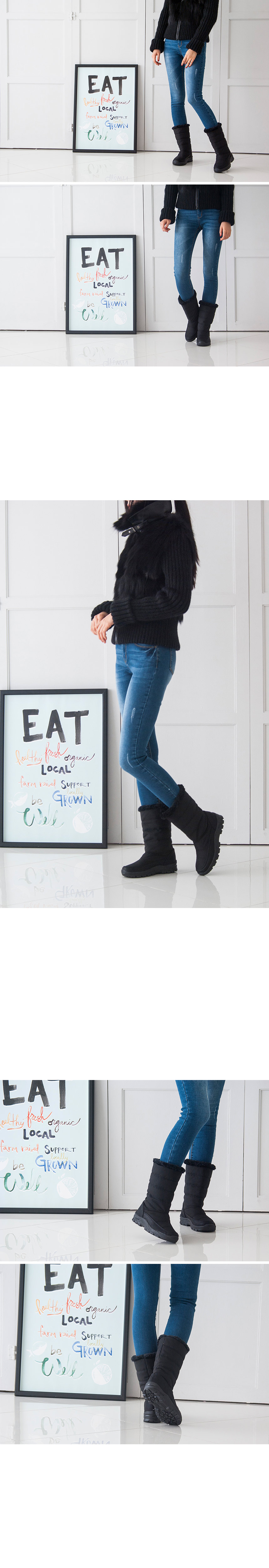 Feather Lining Padded Boots Middle Women's Wint