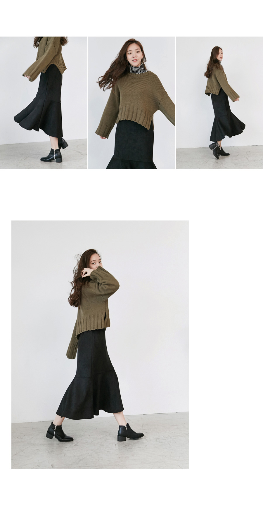 Bending Suede Mermaid Skirt Fall Winter Flare