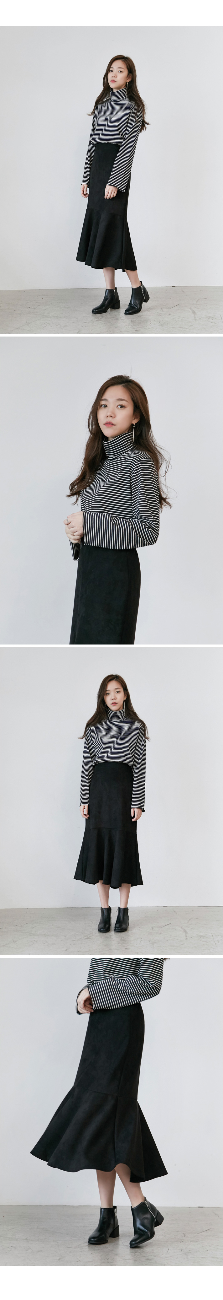 Bending Suede Mermaid Skirt Fall Winter Flare