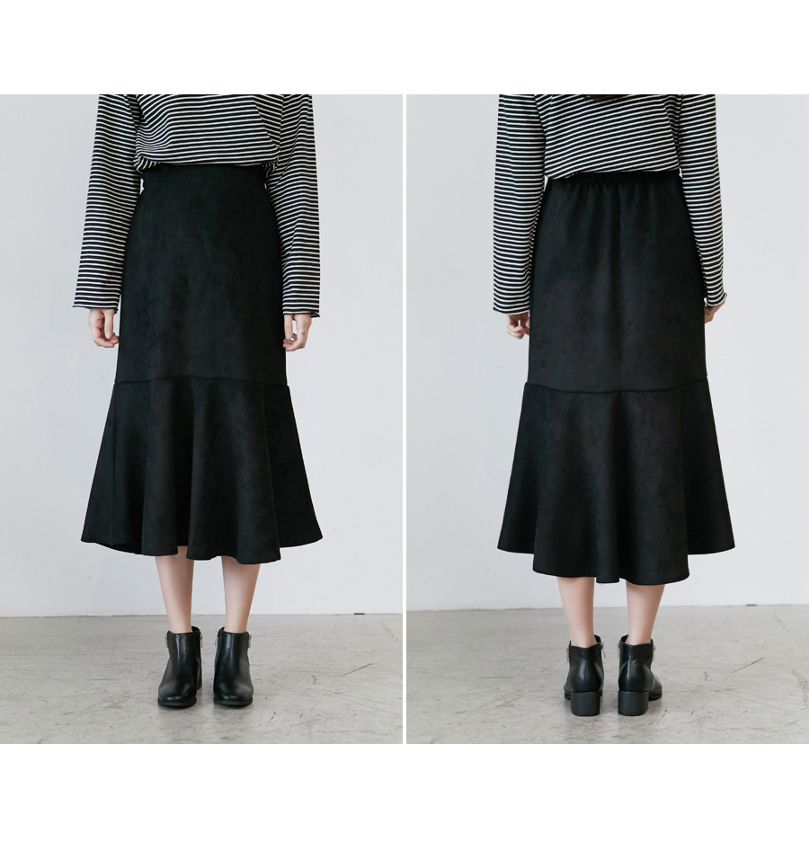 Bending Suede Mermaid Skirt Fall Winter Flare
