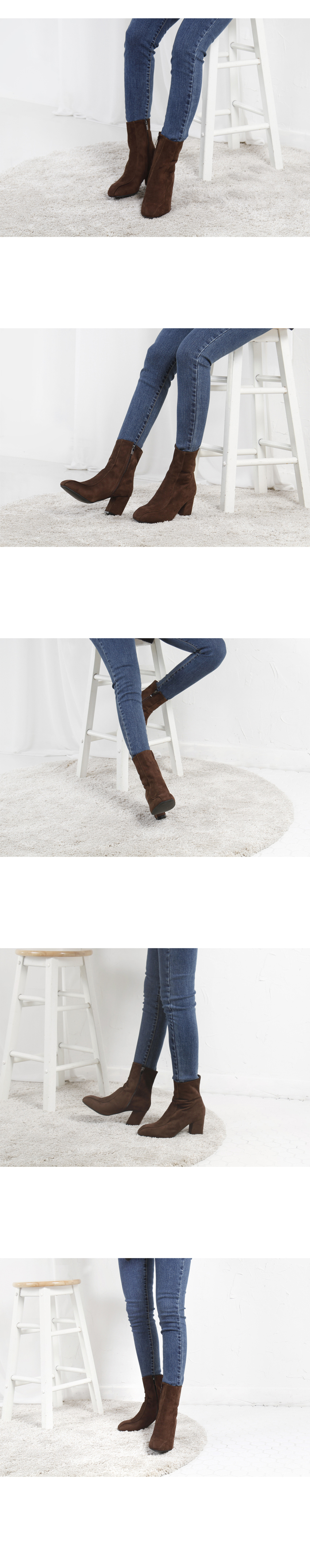 Suede Angle Boots Heel Height Ankle Middle Hill Wo