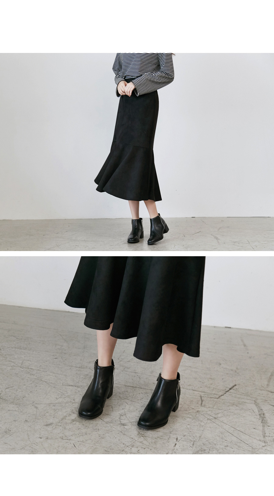 Bending Suede Mermaid Skirt Fall Winter Flare