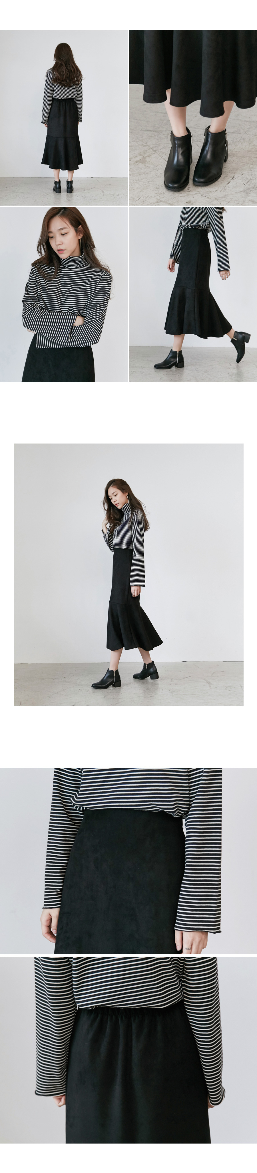 Bending Suede Mermaid Skirt Fall Winter Flare