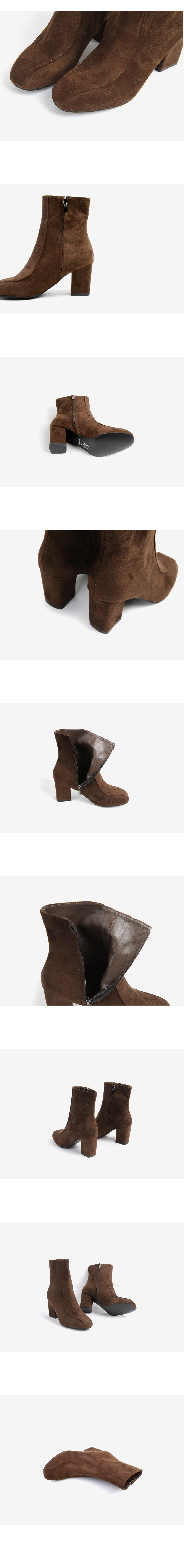 Suede Angle Boots Heel Height Ankle Middle Hill Wo