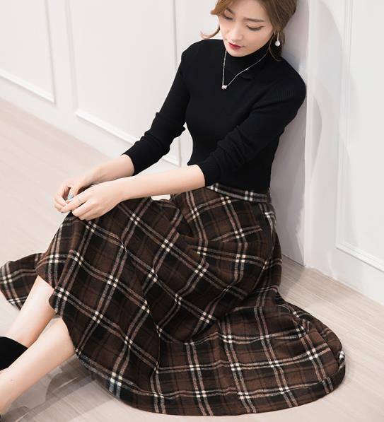 Melrose Check Skirt 4color Wool Winter Flare Autum