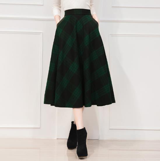 Melrose Check Skirt 4color Wool Winter Flare Autum