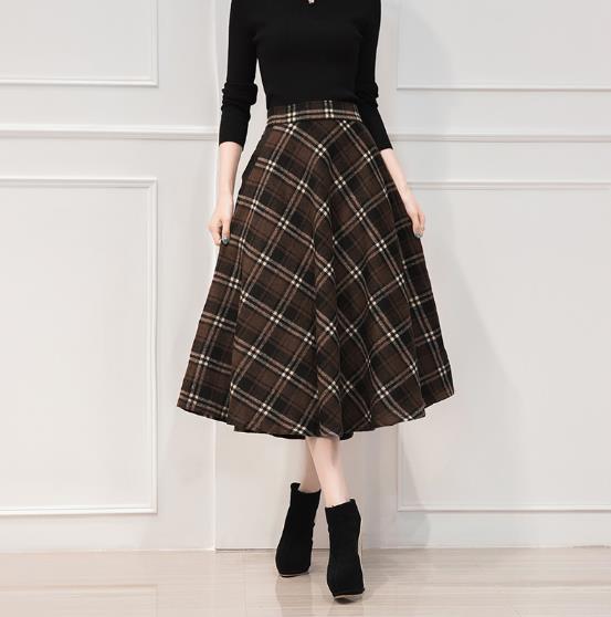 Melrose Check Skirt 4color Wool Winter Flare Autum