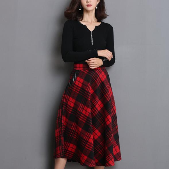 Melrose Check Skirt 4color Wool Winter Flare Autum