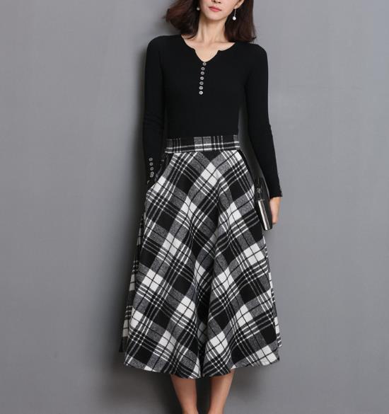 Melrose Check Skirt 4color Wool Winter Flare Autum