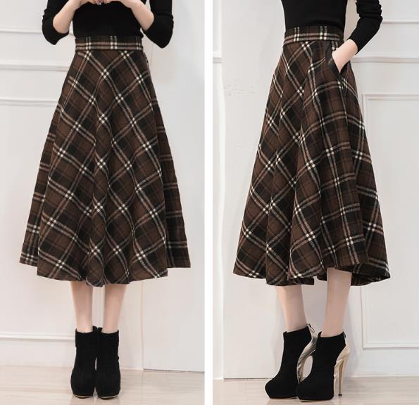Melrose Check Skirt 4color Wool Winter Flare Autum