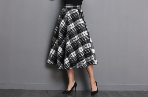 Melrose Check Skirt 4color Wool Winter Flare Autum