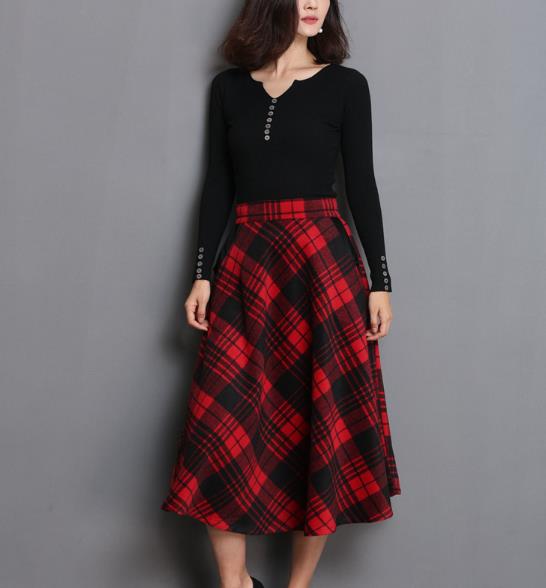 Melrose Check Skirt 4color Wool Winter Flare Autum