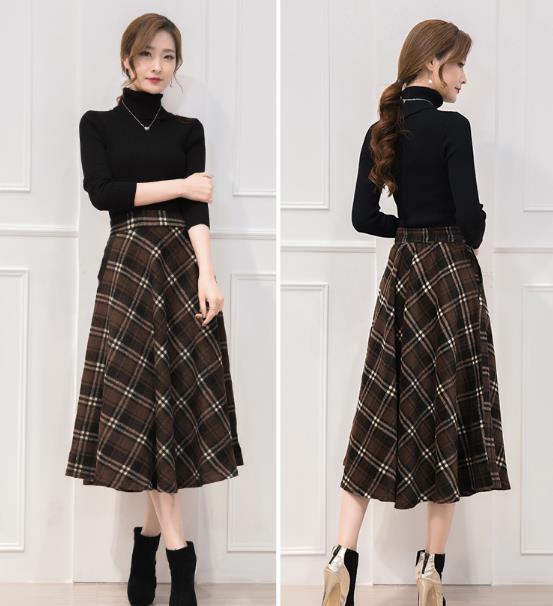 Melrose Check Skirt 4color Wool Winter Flare Autum