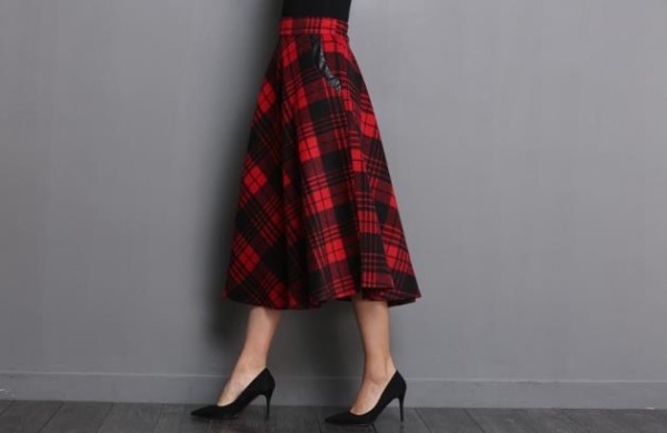 Melrose Check Skirt 4color Wool Winter Flare Autum