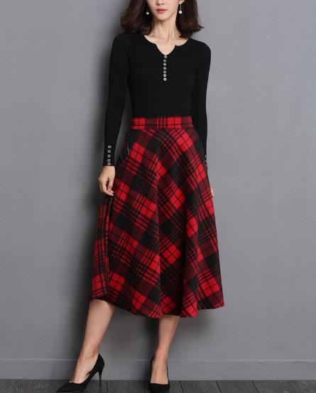 Melrose Check Skirt 4color Wool Winter Flare Autum