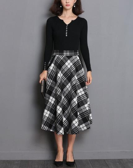 Melrose Check Skirt 4color Wool Winter Flare Autum