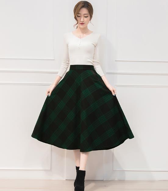Melrose Check Skirt 4color Wool Winter Flare Autum