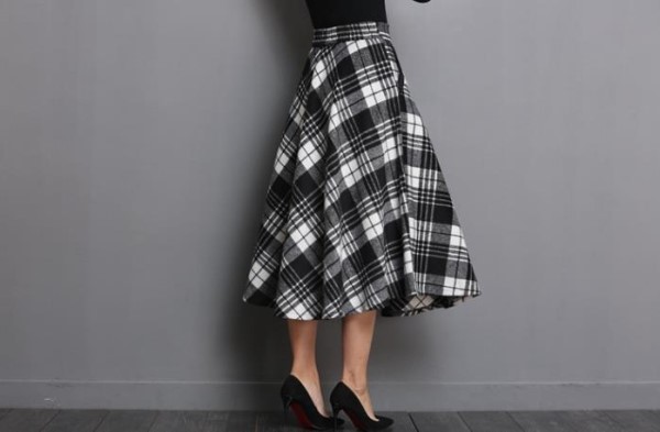 Melrose Check Skirt 4color Wool Winter Flare Autum
