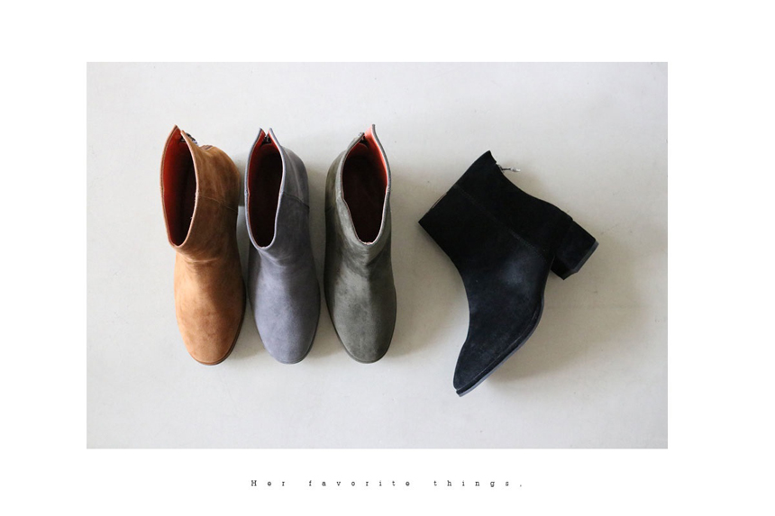 Suede back zipper Ankle boots