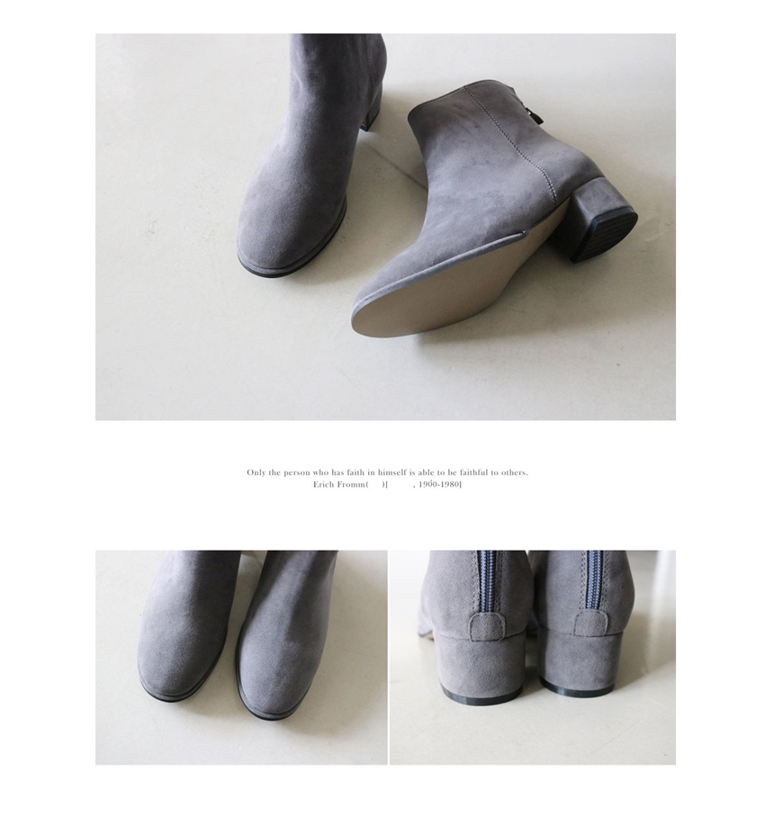 Suede back zipper Ankle boots