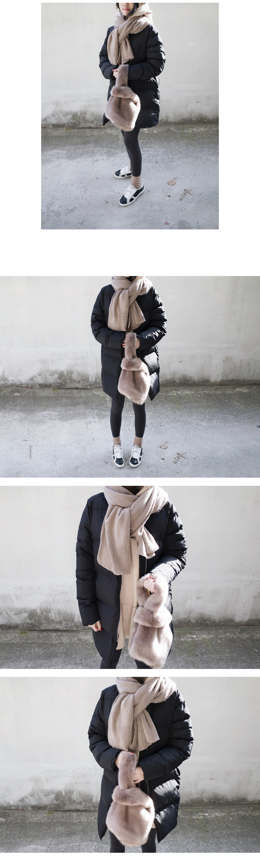 Soft knit scarf Coat soft gray winter solid color