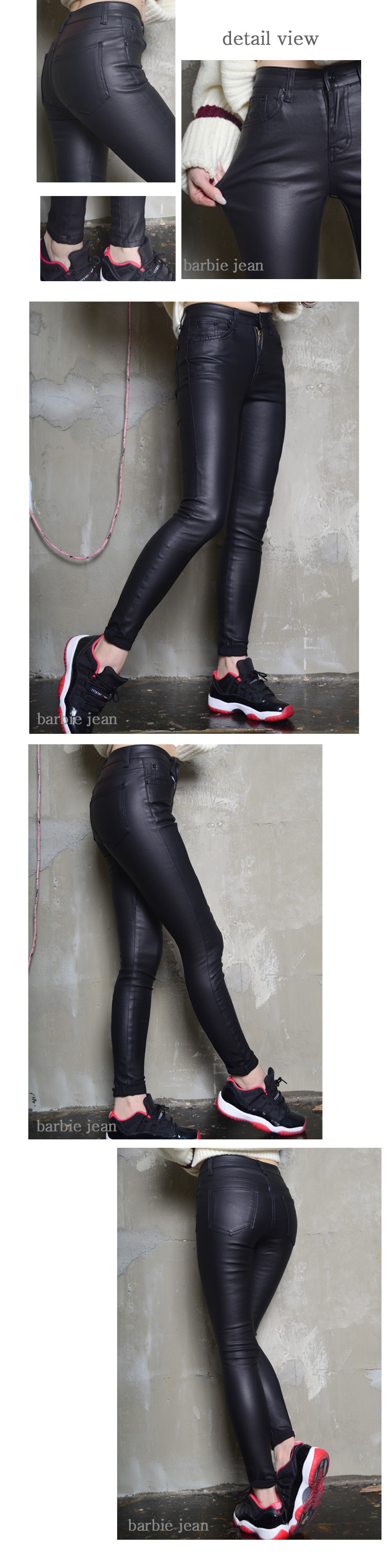 Korea Jeans Pants Black Coated Span-chan Skinny Bi