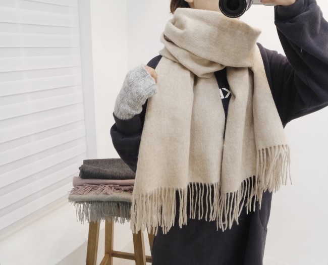 Wool 100% Basic Big Muffler Unisex Large Size Coup