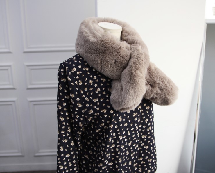 Fake Rex Volume Shawl Fur Muffler Bunny Fur Mink E