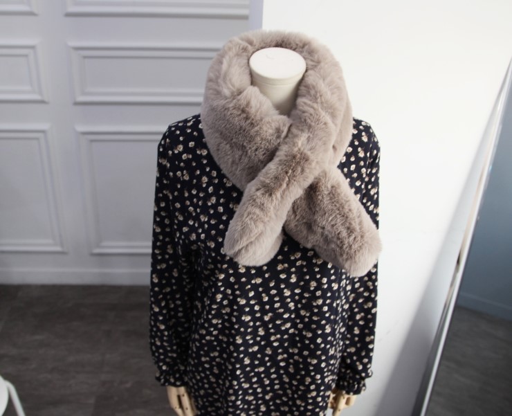 Fake Rex Volume Shawl Fur Muffler Bunny Fur Mink E