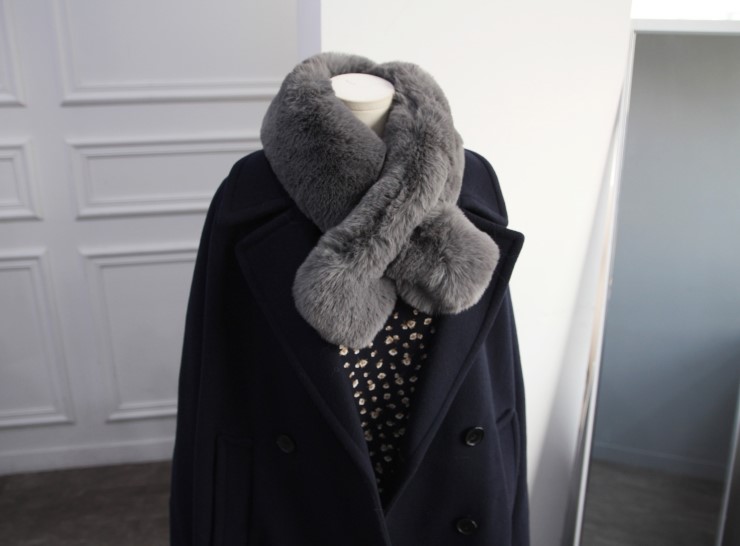 Fake Rex Volume Shawl Fur Muffler Bunny Fur Mink E