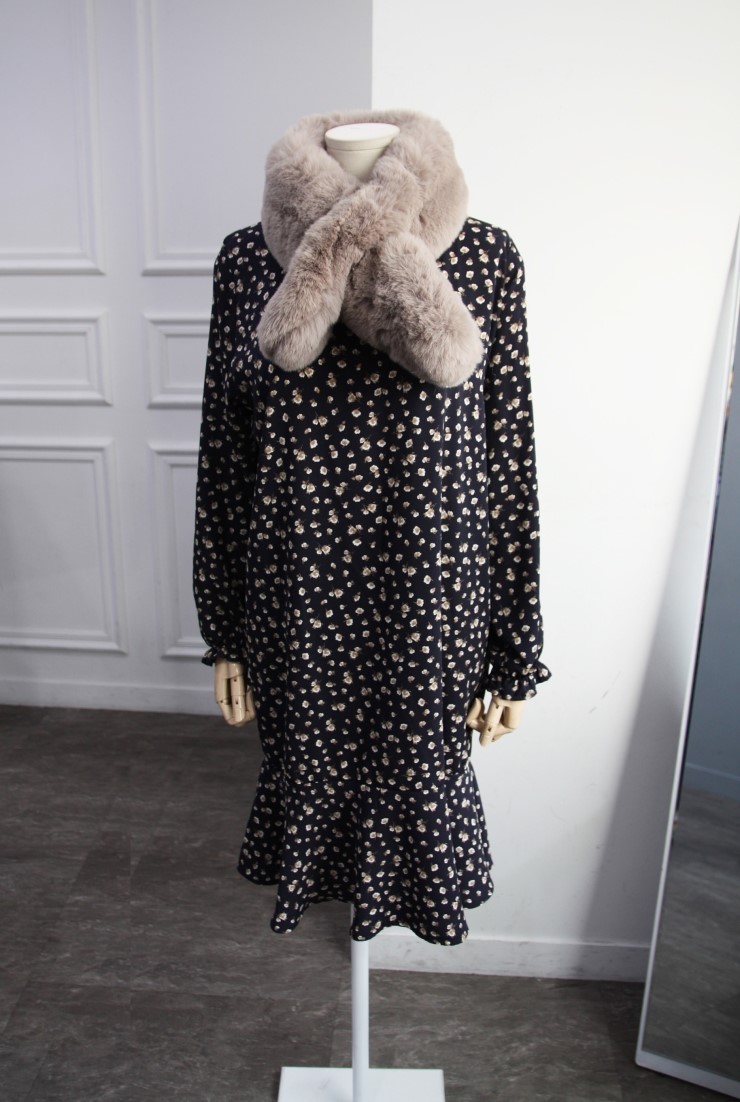 Fake Rex Volume Shawl Fur Muffler Bunny Fur Mink E