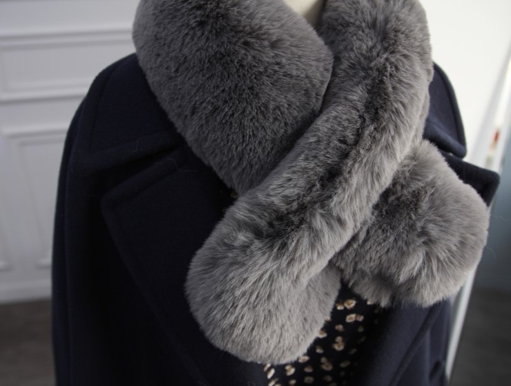 Fake Rex Volume Shawl Fur Muffler Bunny Fur Mink E