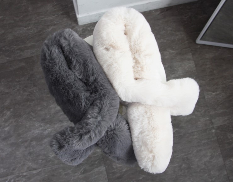 Fake Rex Volume Shawl Fur Muffler Bunny Fur Mink E