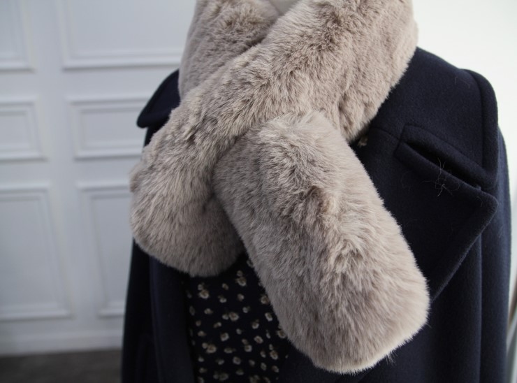 Fake Rex Volume Shawl Fur Muffler Bunny Fur Mink E