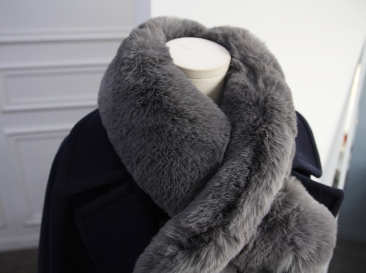 Fake Rex Volume Shawl Fur Muffler Bunny Fur Mink E