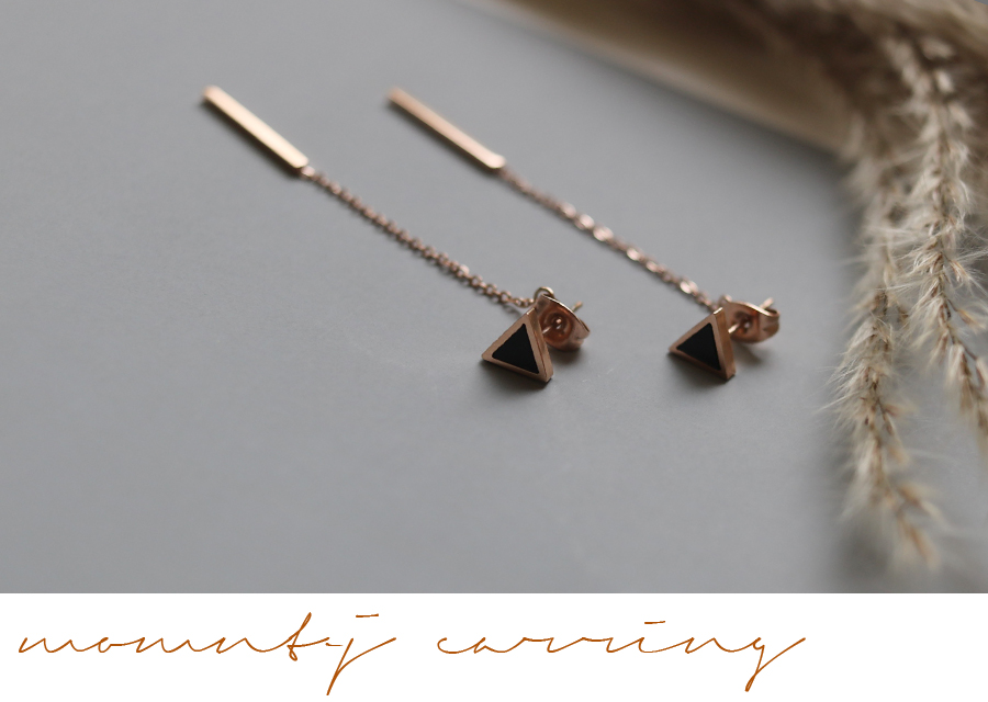 Surge Steel Rose Gold Shaped Two-Way Long Earring 