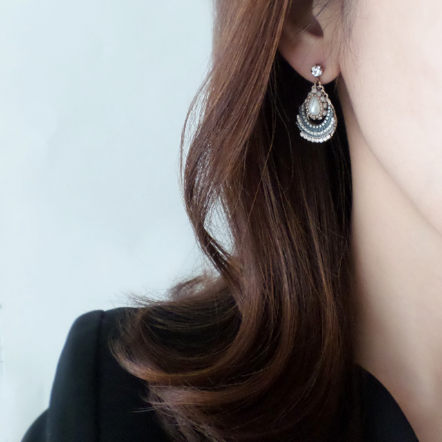 Surge Steel Rose Gold Shaped Two-Way Long Earring 