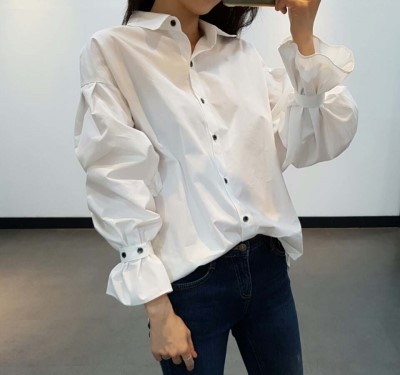 NEW FASHION LADY GIRL Blouse Balloon sleeve white 