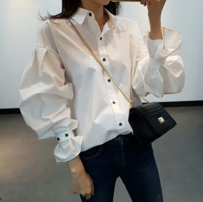 NEW FASHION LADY GIRL Blouse Balloon sleeve white 