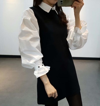 NEW FASHION LADY GIRL Blouse Balloon sleeve white 