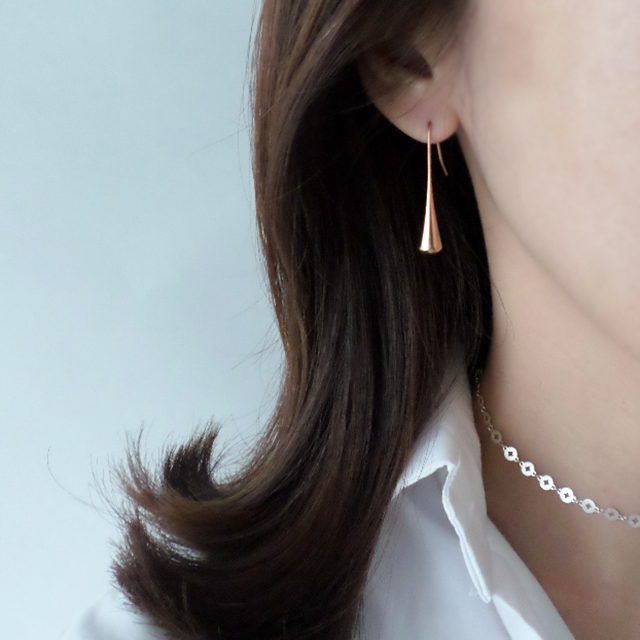 Surge Steel Rose Gold Shaped Two-Way Long Earring 