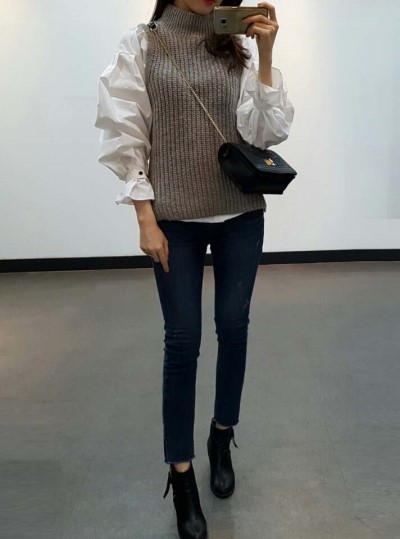 NEW FASHION LADY GIRL Blouse Balloon sleeve white 