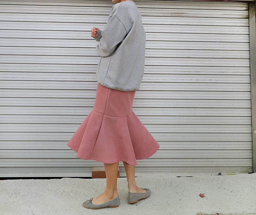 Suede mommy long skirt pink winter mermaid banding