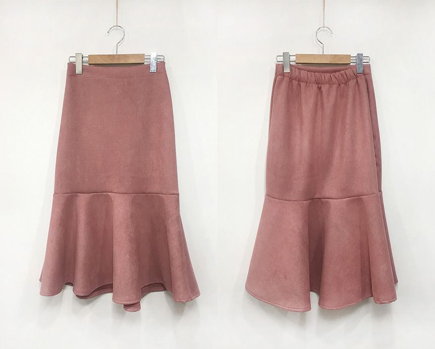 Suede mommy long skirt pink winter mermaid banding