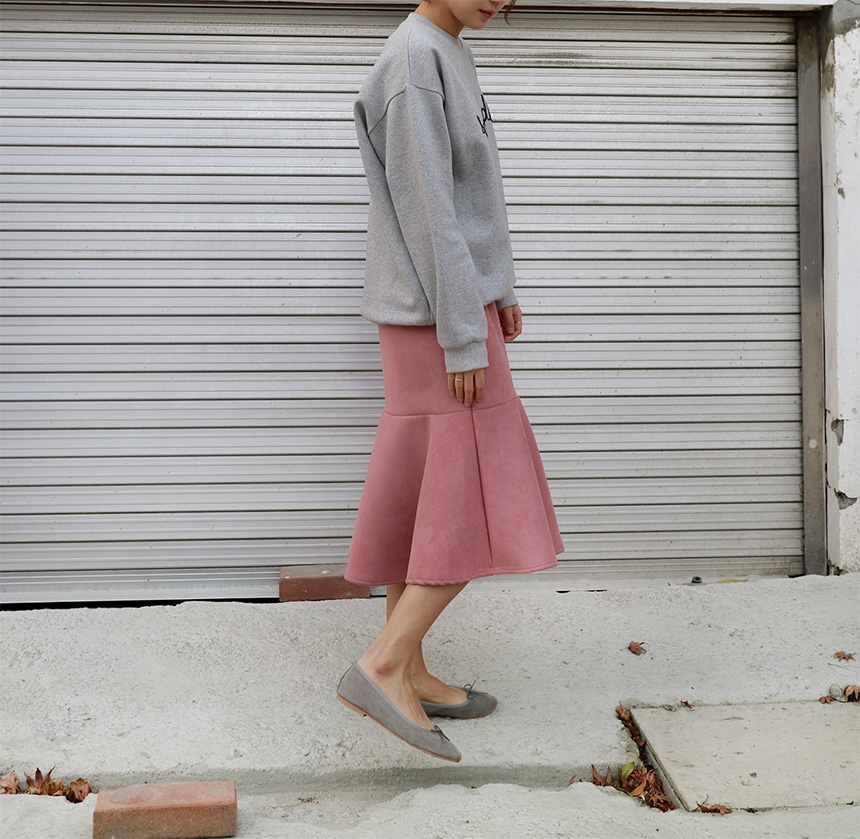 Suede mommy long skirt pink winter mermaid banding