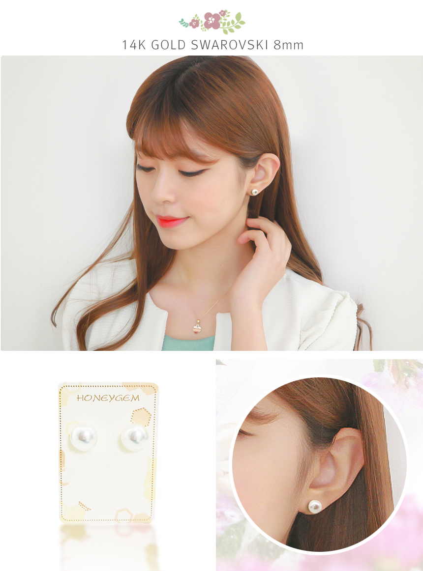 14K Swarovski Pearl Earrings 14K Girl Gift Girlfri