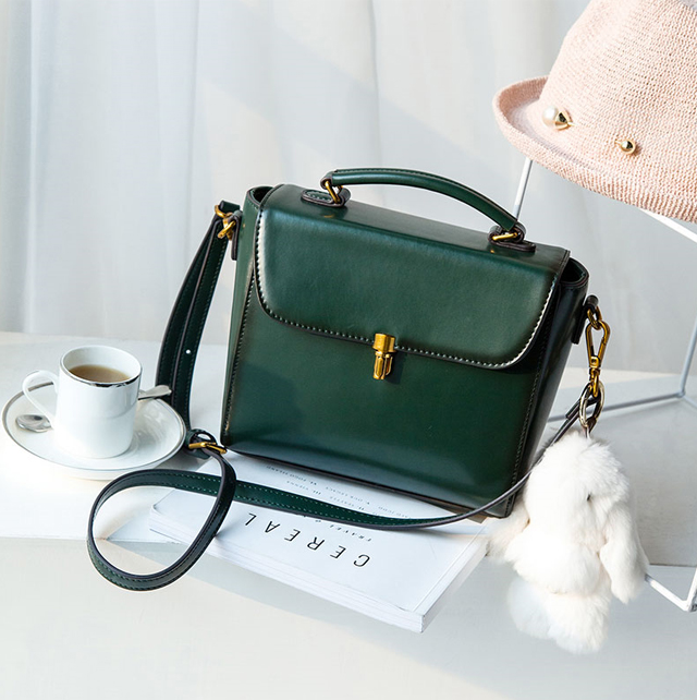 New Vintage Antique Leather Mini Bag Cross Bag - N