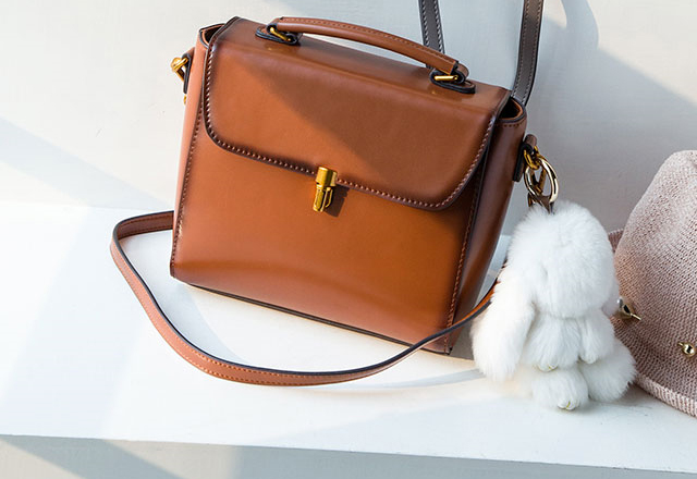 New Vintage Antique Leather Mini Bag Cross Bag - N