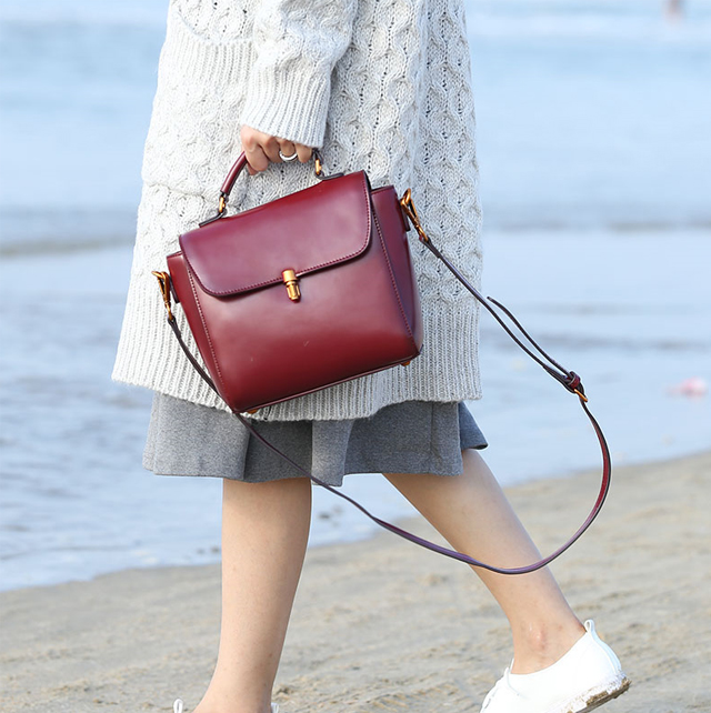 New Vintage Antique Leather Mini Bag Cross Bag - N