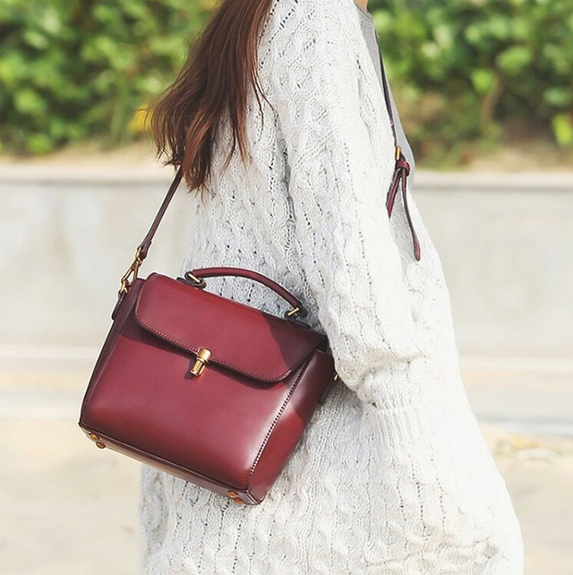 New Vintage Antique Leather Mini Bag Cross Bag - N